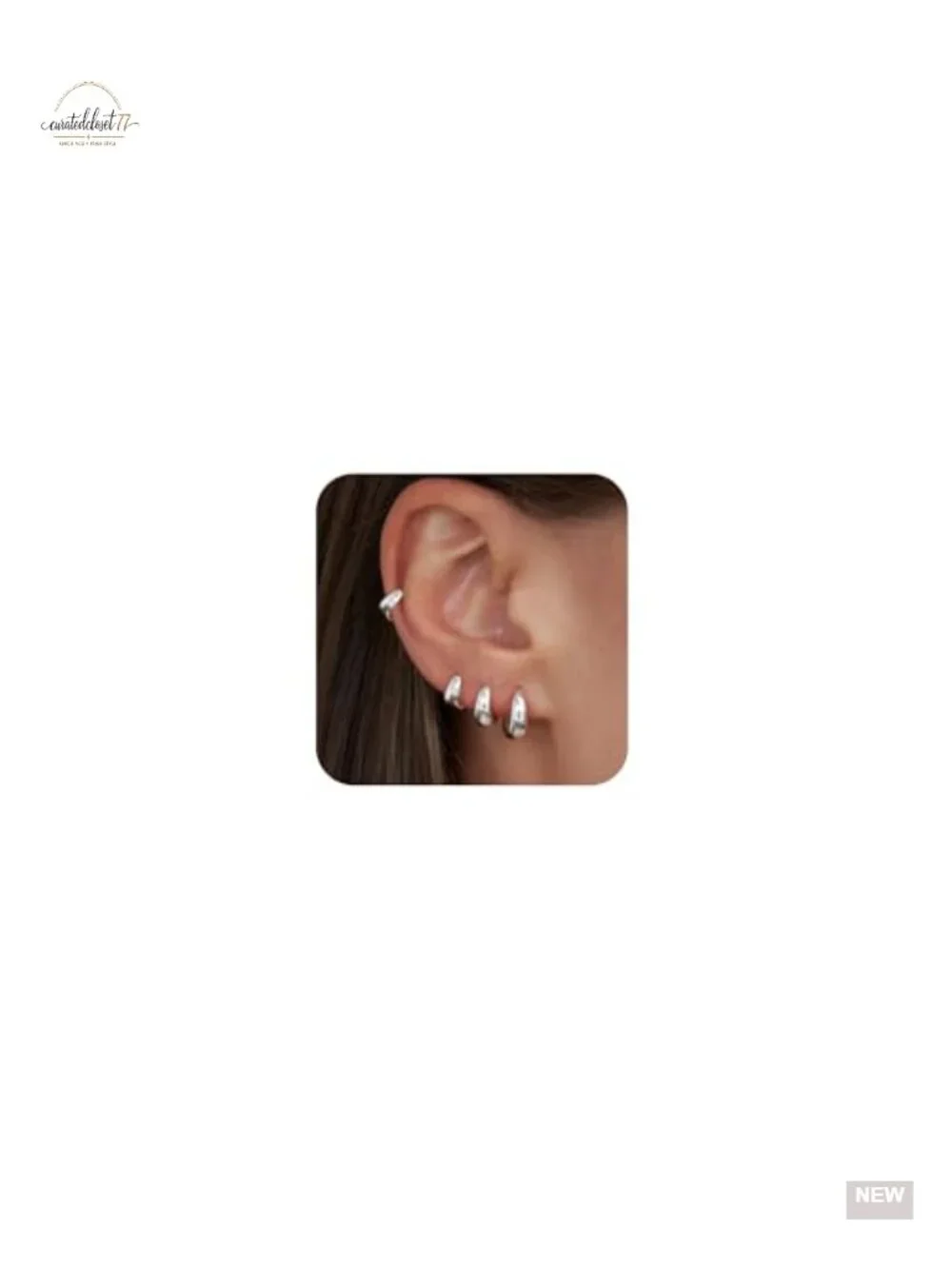 4 Pairs Small Huggie Hoop Earrings - Chunky 14K Gold Plated/Silver Plated